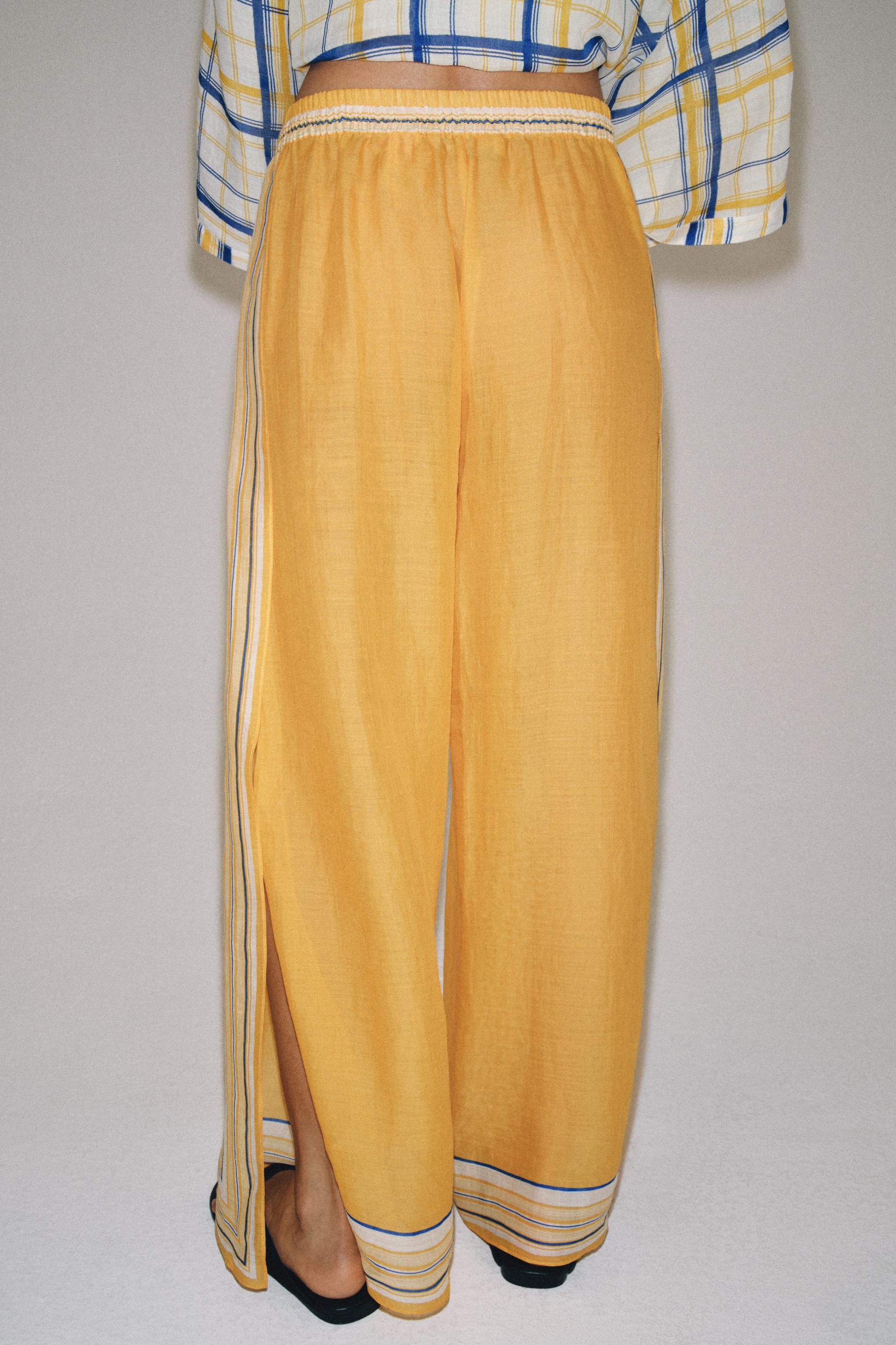 100% RAMIE STRIPED PANTS ZW COLLECTION